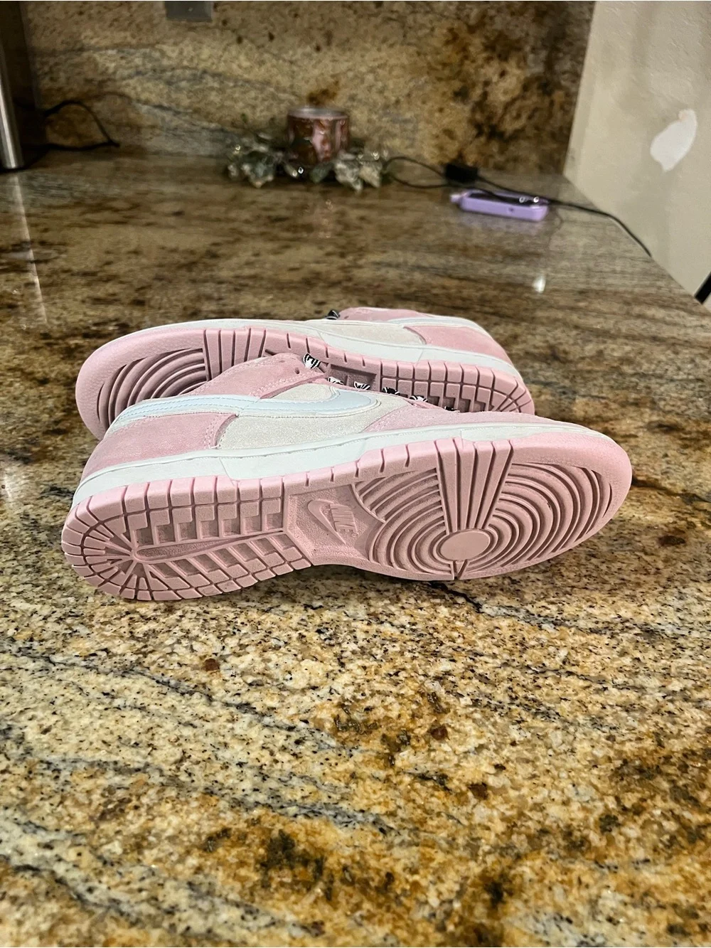 Nike Pink and White Low-Top Sneakers